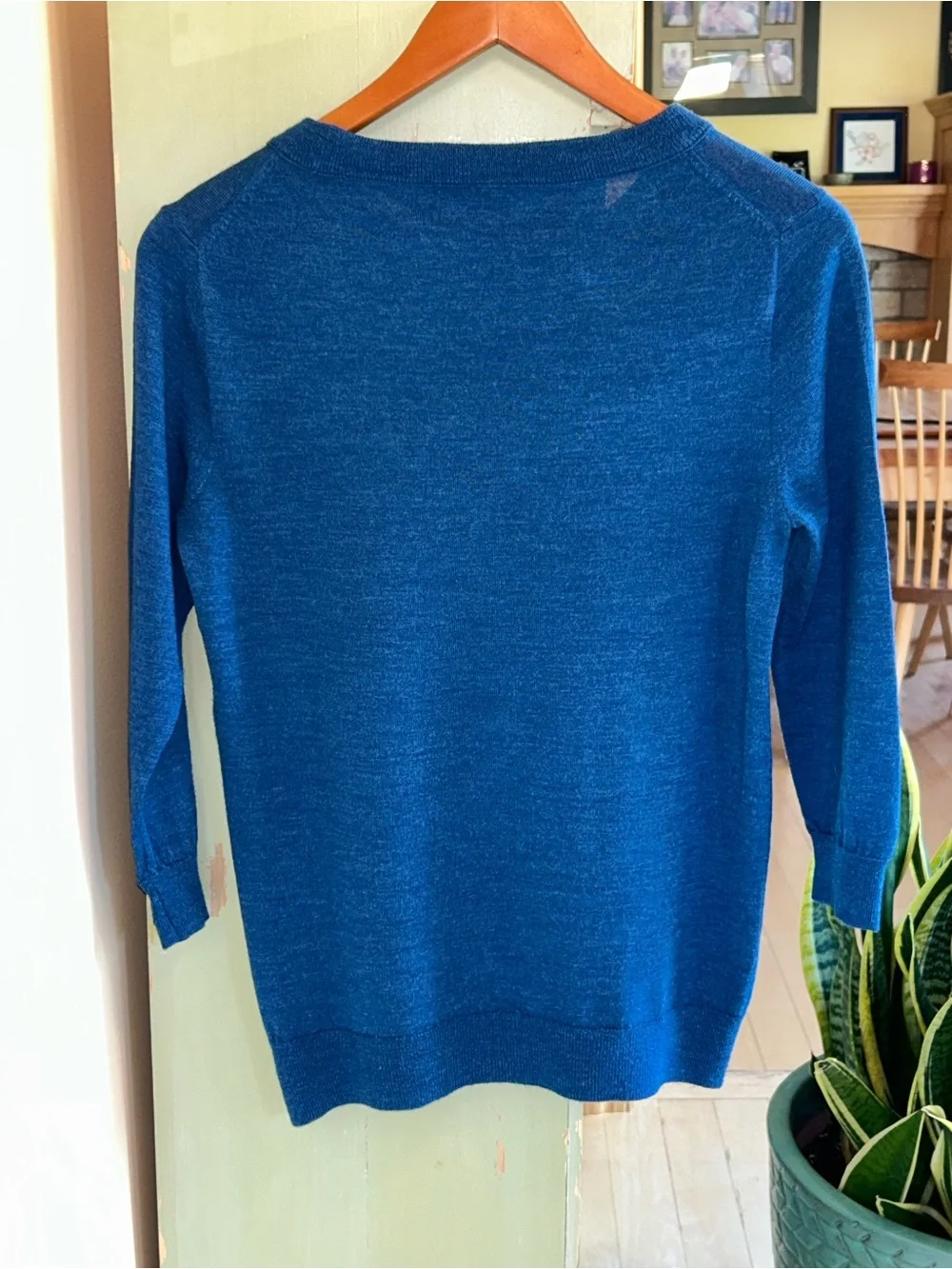 J. Crew Tippi 3/4 Length Sleeve Merino Wool Sweater in Aegean Sea Blue Small